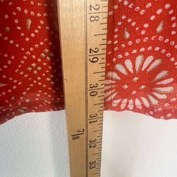 Lucky Brand Shirt Womens Large Orange Bishop Collar Festival Western Floral Boho - Picture 8 of 11